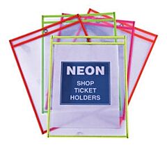 Vestil Shopt-N Vinyl Shop Ticket Holder Neon 25 Pack 13-3/8 X 10-1/2" X 1/16" Clear