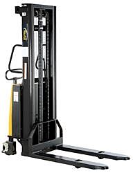 Vestil Sl-118-Ff Steel Fixed Stacker With Powered Lift 118" Raised Height 2,000 Lb. Capacity, Black / Yellow