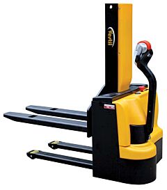 Vestil Snm3-43-Ff-27 Steel Narrow Mast Stacker Dc Powered 43" Raised Height Fixed Fork 27" Fork Width 3,000 Lb. Capacity, Black / Yellow