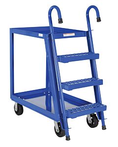 Vestil Sps2-2236-6Mr Steel Stock Picker 2 Shelf With Rubber On Steel Casters 39-3/4" X 21-7/8" X 50-1/8" 1,000 Lb. Capacity, Blue