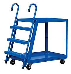 Vestil Sps2-2848-5Pu Steel Stock Picker 2 Shelf With Polyurethane On Steel Casters 51-3/4" X 27-7/8" X 51-1/8" 1,000 Lb. Capacity, Blue