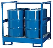 Vestil Stp-4 Steel Transport Drum Pallet With Side Rail 4 Drum 2,400 Lb. Capacity, Blue