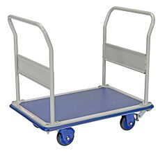 Vestil Trs-2429-Dh-Fb Steel Truck Dual Handles With Floor Brake 39-7/8" X 24-1/2" X 34-1/8" 660 Lb. Capacity, Blue