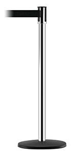 Vestil Tsb-7B Steel Post With Abs Plastic Base Cover Tensabarrier 7-1/2 Ft. Polyester Belt Length, Silver/Black
