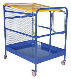 Vestil Wp-3648-Ca-84B Steel Work Platform With Poly Casters And 84" Expanded Back 36" X 48" 1,000 Lb. Capacity, Blue