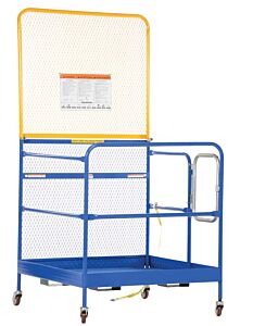 Vestil Wp-4848-Ca-84B Steel Work Platform With Poly Casters And 84" Expanded Back 48" X 48" 1,000 Lb. Capacity, Blue