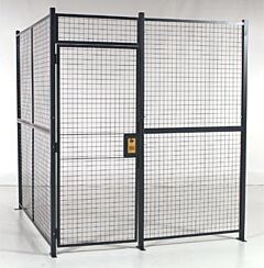 Vestil Wpc-8X8-4Nc Welded Wire Mesh 8 Ft. X 8 Ft. 4 Sides With Hinged Door No Ceiling Driver/Trucker Cage Gray
