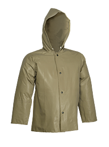 Tingley J12148.3X Magnaprene Green Jacket, Storm Fly Front, Attached Hood, Inner Cuffs, Size: 3X-Large
