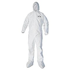 Kimberly Clark 46127 Kleenguard A30 Coveralls, Hood & Boots, Zipper Front & Elastic Back, Wrists & Ankles, Case Of 21, Size 4X-Large