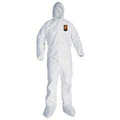 Kimberly Clark 46126 Kleenguard A30 Coveralls, Hood & Boots, Zipper Front & Elastic Back, Wrists & Ankles, Size 3X-Large, Case Of 21/Ea