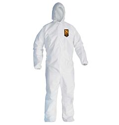 Kleenguard 49117 A20 Coveralls, Zipper Front, Hood, Elastic Wrists & Ankles, White, Size 4X-Large, Case Of 20 Coveralls