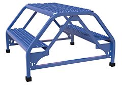 Vestil Lad-Dd-32-2-G Steel Double Sided Ladder 2 Grip Strut Step 30-1/4" Width 350 Lb. Capacity, Blue