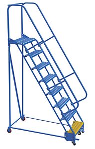 Vestil Lad-Pw-26-8-G Steel Standard Slope Ladder 58 Degree 8 Grip Strut 23-9/16" Step 350 Lb. Capacity, Blue