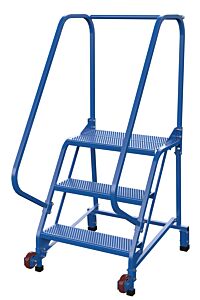 Vestil Lad-Trn-60-3-P Steel Tip N Roll Ladder 58 Degree 3 Perforated 24" Step Width 350 Lb. Capacity, Blue