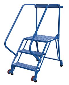 Vestil Lad-Trs-50-3-P Steel Tip-N-Roll Ladder 50 Degree 3 Straddle Perforated 24" Step Width 50 Degree 350 Lb. Capacity, Blue