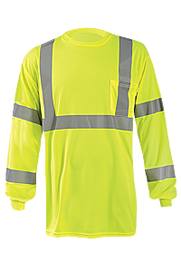 Occunomix Lux-Lstp3Bx-Ys Class 3 Long Sleeve Wicking Birdseye T-Shirt With X-Back, Yellow, Size Small