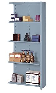 Lyon Dd8037H 8000 Series 36" W X 12" D X 84" H Closed Steel Shelving With 5 Shelves Add-On - 20 Gauge - Heavy-Duty, Color: Dove Gray