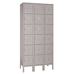 Lyon Dd53623Su Six Tier 12" W X 18" D X 78" H Standard Metal Locker 3 Wide - Assembled, Color: Dove Gray