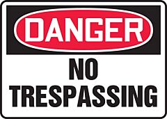 Accuform Madm076Va Safety Sign, 10" X 14", Danger No Trespassing, Aluminum, 1/Each