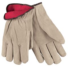 Mcr Safety 3150Xl Gloves, Lined Split Leather Driver, Red Fleece Lined, Straight Thumb, Size X-Large, Pack Of 12 Pairs