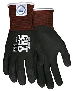 Mcr Safety 90750M Gloves, Dyneema Diamond Tech, 15 Gauge, Black Shell, Sandy Nitrile Foam Coated Palm/Fingers, Cut A3, Abrasion 4, Puncture 3, Dexterity 5, Size Medium