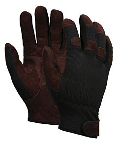 Mcr Safety 920S Gloves, Multitask, Brown Economy Leather Palm & Fingertips, Black Spandex Back, Adjustable Wrist, Size Small, Pack Of 12 Pairs