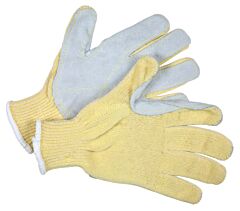 Mcr Safety 9380M Gloves, 7 Gauge Economy Kevlar/Cotton Plaited, Leather Palm, Ansi Cut A2, Puncture 4, Dexterity 3, Size Medium