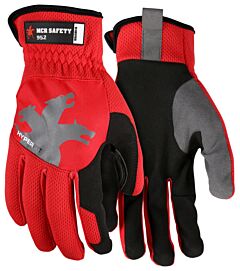 Mcr Safety 952 Hyperfit Multitask Synthetic Leather Gloves, Red, Super Stretch Knuckle, Reflective Logo, Abrasion 3