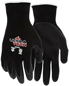 Mcr Safety 96671Xs Gloves "Ultratech", 21 Gauge, Black Nylon Shell, Black Micro-Foam Nitrile Palm/Fingers, Esdgp, Size X-Small