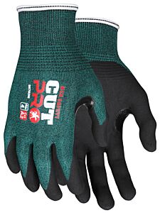 Mcr Safety 96782 Cutpro Gloves, 18 Gauge, Green Hppe/Synthetic Shell, Black Nitrile Foam Palm/Fingers, Reinforced Thumb