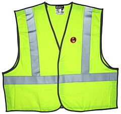 Mcr Safety Frmbcl2Lx4 Safety Vest, Class 2, Fr Solid Modacrylic Fabric, 2" Reflexite Silver Stripe, Break Away, Lime, Size 4X-Large