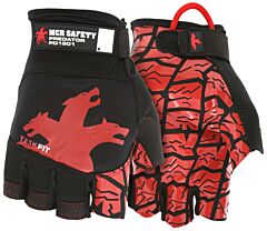 Mcr Safety Pd1901Xxl Gloves, Predator, Synthetic Leather Palm, Red Silicone Tire Tread Grip, Black 2-Way Spandex Back, Fourchettes, ?Taskfit? Adjustable Wrist, Fingerless, Ansi Abrasion Level 5, Puncture 2, Heat 2, Size 2X-Large