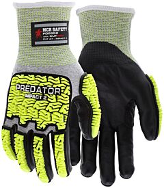 Mcr Safety Pd6952M Gloves 13 Gauge, Black Bi-Polymer Palm Dip, Hi-Vis Stitched Tpr Back Of Hand, Reinforced Pvc Thumb Crotch, Cut A7, Abr6, P5, Imp2, Size Medium