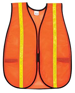 Mcr Safety V211R1 Poly, Mesh Safety Vest, 1" Yellow Vinyl