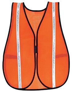 Mcr Safety V211Wr Poly Mesh Safety Vest 3/4" White Strip