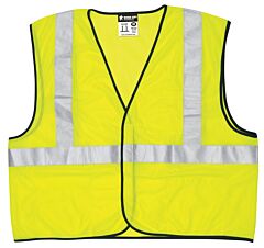 Mcr Safety Vcl2Mlx4 Safety Vest, Class 2, Value, Mesh, 2" Silver Stripe, Lime, Size 4X-Large