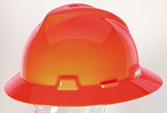 Msa 10021292 V-Gard Slotted Full-Brim Hat, Hi-Viz Orange, W/Fas-Trac Iii Suspension