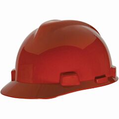 Msa C217095 Red Polyethylene Cap Style Hard Hat With 4 Point Ratchet Suspension