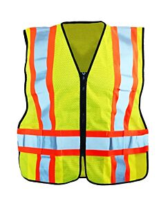 Occunomix Lux-Sc2Tz Two Tone Expandable Vest W/Zipper, Mesh, Yellow, Class 2
