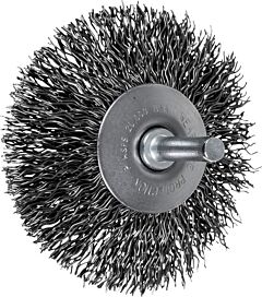 Pferd 82864 Stem Mounted Bevel Brushes, Crimped Wire, Carbon Steel Wire
