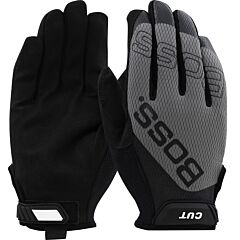 Boss 120-Mc1225T/Xxl Synthetic Microfiber Palm With Mesh Fabric Back And Para-Aramid Cut Lining, Gray, Size 2X-Large
