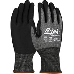 G-Tek 16-278 Seamless Knit Polykor? X7 Blended Gloves With Nitrile Coated Microsurface Grip On Palm & Fingers, Touchscreen Compatible, Black, Class A7
