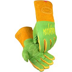 Caiman 1816-4 Deerskin Fr Foam Fleece Lined Mig/Stick Welding Gloves, Green, Size Medium