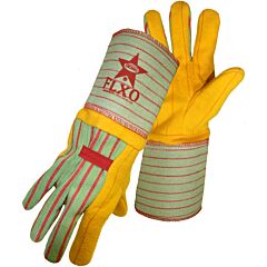 Boss 1Bc0666 Premium Grade Chore Gloves With Double Layer Palm, Cotton Back And Nap-Out Finish, Rubberized Gauntlet Cuff, Gold