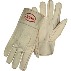 Boss 1Bc42200 Canvas/Rayon Hot Mill Nap-In W Band Top Cuff Straight Thumb, Natural, Size Large