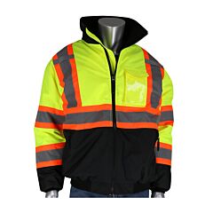 Pip 333-1745 Ansi Type R Class 3 Value Bomber Jacket, Two-Tone, Black Bottom, Hi Vis