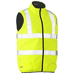 Bisley 332M0330H Ansi Type R Class 2 Reversible Puffer Vest, Hi-Vis Yellow, Size Large