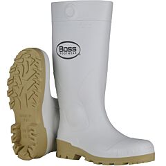 Boss 380-900/9 16" White Pvc Plain Toe Boot, Size 9