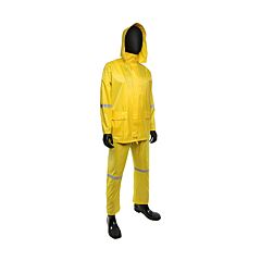 West Chester 4338/M Three-Piece Rain Suit With Reflective Stripes, 0.18 Mm, Yellow, Size Medium