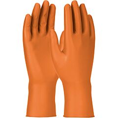 Grippaz 67-307 Extended Use Ambidextrous Nitrile Gloves With Textured Fish Scale Grip, 7 Mil, Orange,1 Box Of 50 Gloves